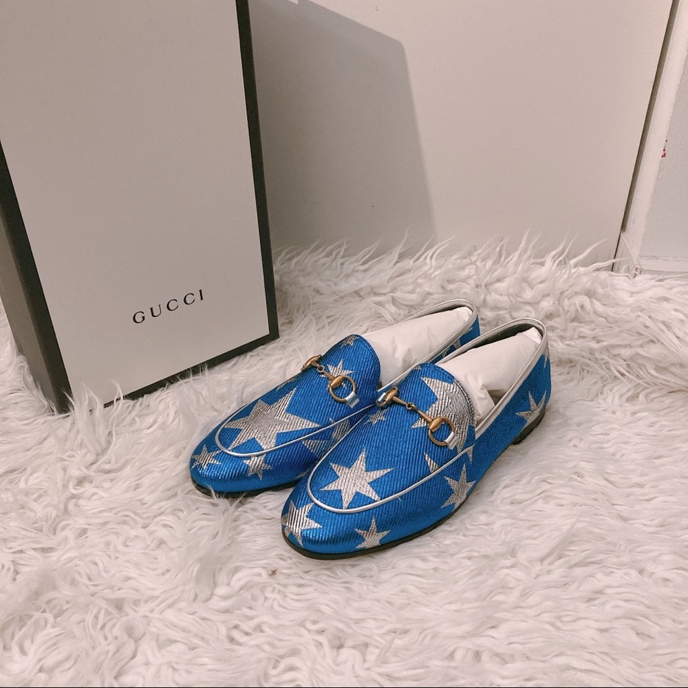 Gucci fabric brixton star loafers